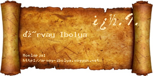 Árvay Ibolya névjegykártya