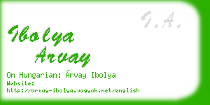 ibolya arvay business card